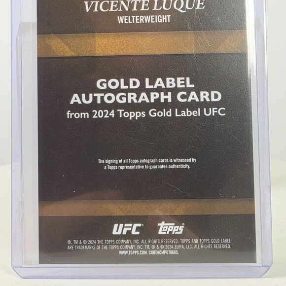 Vicente Luque Topps Gold Label UFC Certified Autograph Card #234/249 2024 Topps - Picture 9 of 11
